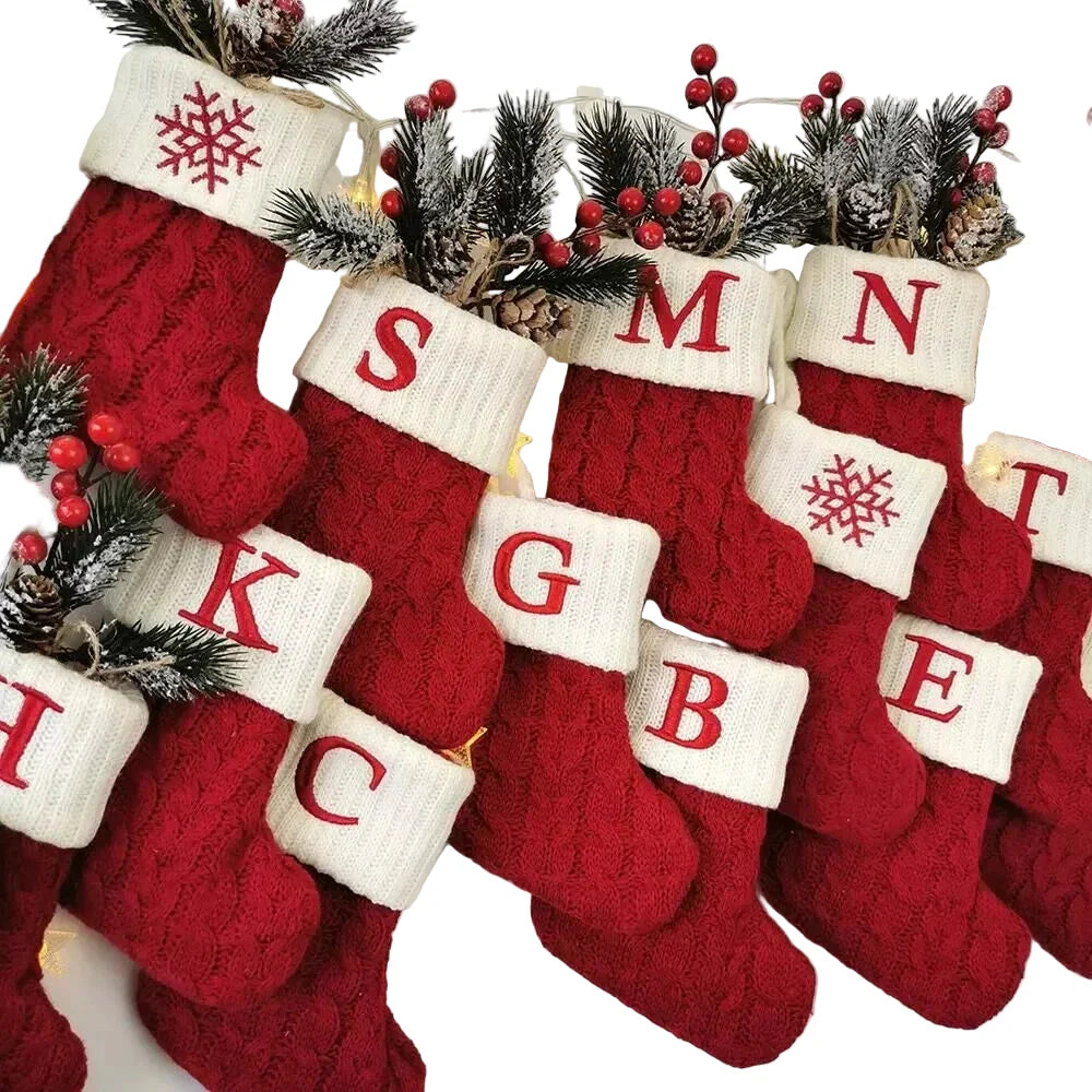 Knitted Snowflake Christmas Stocking