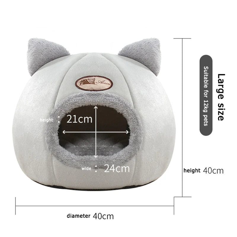 Cozy Hooded Cat Bed with Soft Cushion